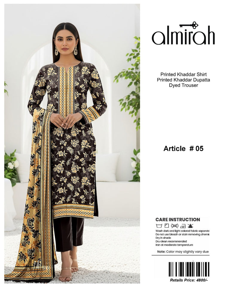 Almirah Printed Khaddar 3pc code 637