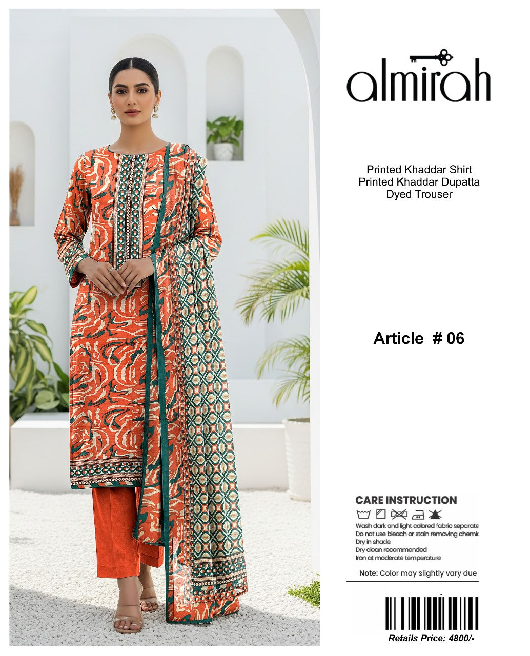 Almirah Printed Khaddar 3pc code 634