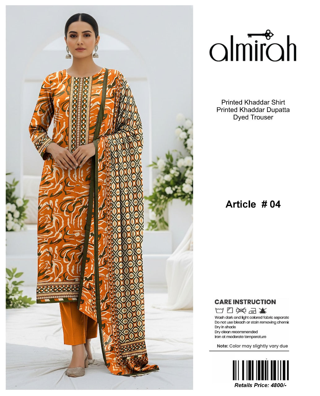 Almirah Printed Khaddar 3pc code 636