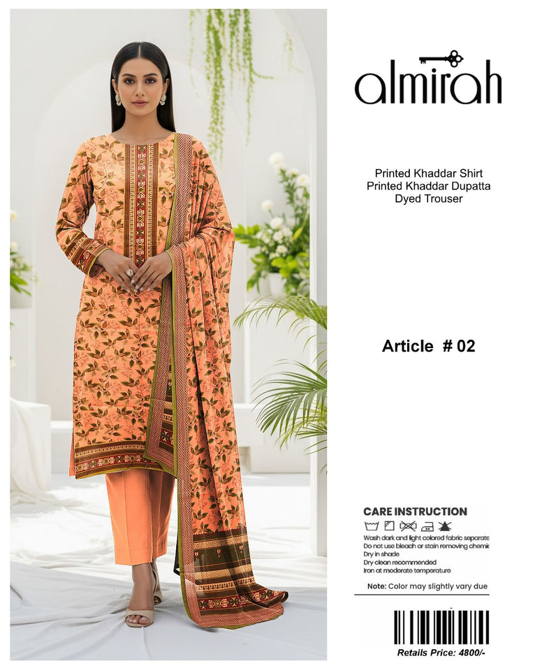 Almirah Printed Khaddar 3pc code 630