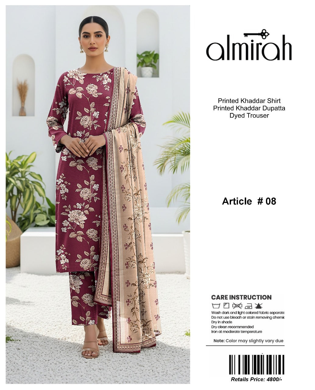 Almirah Printed Khaddar 3pc code 631